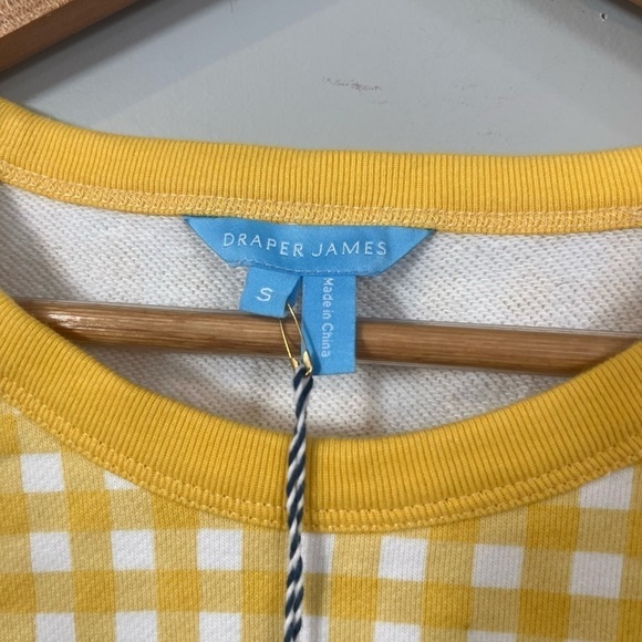 Draper James Yellow Natalie Gingham Sweatshirt Reese Witherspoon Brand New - Picture 5 of 9